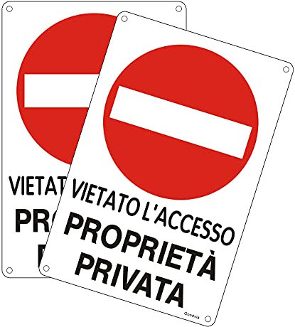 Goodvia Cartello Proprieta Privata Metallo 20x30cm, Vietato L Accesso Proprietà Privata Cartelli Alluminio Targa Proprietà Privata Riflettente, Impermeabile e Resistente ai Raggi UV