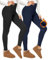 CAMPSNAIL Thermo Leggings Damen Gefütterte im Winter, High Waist Thermohose Dicke Warm Blickdicht für Sport(Schwarz/Marineblau,L-XL)