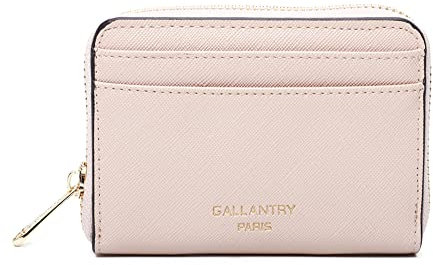 Gallantry Petit Portefeuille Femme en Format Court - Porte-Monnaie Carte Tout-en-Un Similicuir Zippé - Chic Léger - Rose