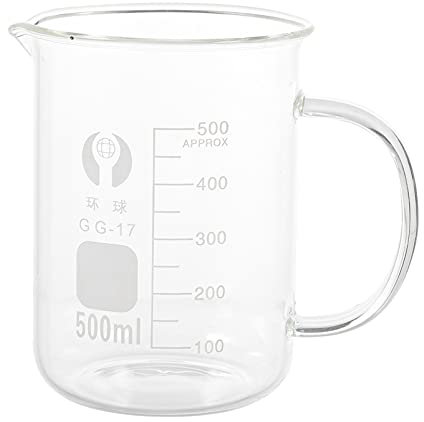 iplusmile 500ML Glass Measuring Cup for Lab or Kitchen, Glass Graduated Measuring Beaker with Handle with Easy Pour Spout