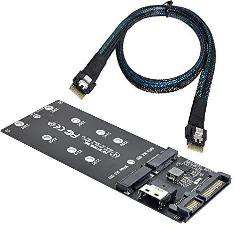 NFHK SFF-8654 Kabel & Karte U2 Kit NGFF M-Key auf Slimline SAS NVME PCIe SSD SATA Adapter für Mainboard