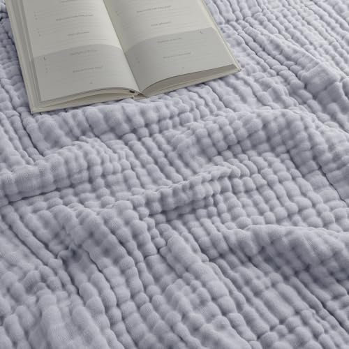 Comfy Cubs Musselin-Decke für Erwachsene, extra groß, für Doppelbett, 228,6 x 167,6 cm, 6-lagig, kühlende Baumwolle, weich, atmungsaktiv und warm, Überwurf für Schlafzimmer, Wohnzimmer, Couch