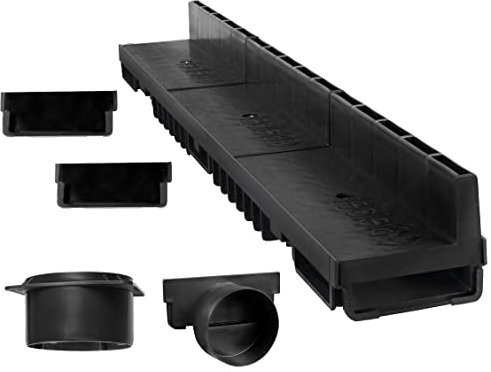 Schlitzrinne Set | 5 m | Typ 20 (Höhe 108 mm) | schwarz (Entwässerungsrinnen)