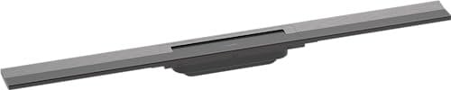 hansgrohe Fertigset Duschrinne RainDrain Flex, Abflussrinne 800mm, Bodenablauf Dusche kürzbar, Brushed Black Chrome