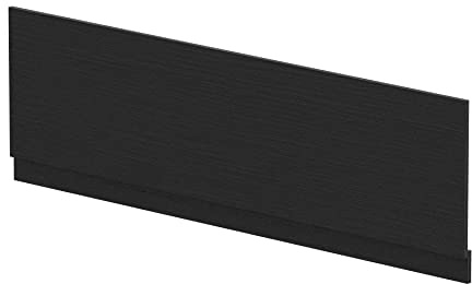 nuie MPD607N Modern Bathroom Straight Bath Front Panel and Plinth, 560 x 1795 x 36mm, Charcoal Black Woodgrain