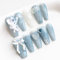 Sun&Beam Nails Handmade Press On Nail Coffin Ballerina 3D Accessories Blue Acrylic Fake Tip Design Art Charms Cute with Storage Box 10 Pcs (#008 XS)