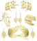 Kakonia Griechische Göttin Kostüm Zubehör Set für Damen Goldenes Lorbeerblatt Krone Stirnband Schlange Oberarmmanschette Spiralarmband Blatt Ohrhänger Gold