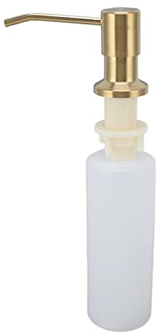 Dispensador de jabón de cocina, fácil de instalar fregadero dispensador de jabón resistente 300ml Acero inoxidable 360° giratorio para cocina (dorado)
