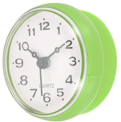 PATIKIL Impermeable Baño Reloj, Mini Redondo Pared Relojes con Ventosa Copa para Ducha Cocina Hogar Decoración, Verde
