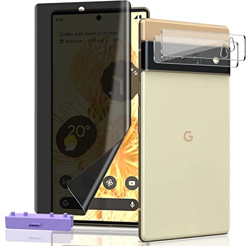 AnnhanT Schutzfolie für Google Pixel 6 Pro Sichtschut Weich TPU Folie 1 Stück + für Google Pixel 6 Pro Panzer Schutz Glas Kameraschutz 2 Stück - Anti-Spy Displayschutz Einfache Montage für Pixel 6 Pro