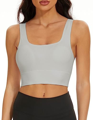 SIMIYA Sports Bra Women Seamless Crop Bra Top Comfort Bra with Removable Pads - Perfect for Everyday Wear(02style-Grey,XL)