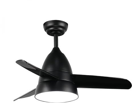 LEDUNI Ventilador de Techo Led 24W con luz, mando a distancia, motor DC 30W, 6 velocidades 3 Aspas, función verano-invierno (Negro)