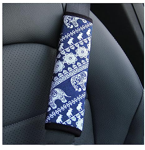 Yurosiay 2 Stück Universal Bunt Sicherheitsgurt Polster Auto Weich Bequem Gurt Polsterung Ethnische Auto Gurtschoner Mode Sicherheitsgurt Schutz Gurtpolster für Kinder Erwachsene Blau