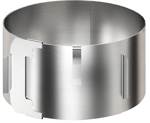 Menz Anillo para tartas ajustable alto, acero inoxidable, ajustable, 16-30 cm, molde funcional para la preparación de pasteles y tartas