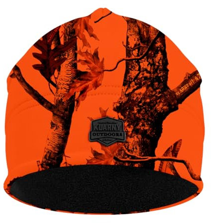 Klarny Outdoors Camo Orange Jagdmütze Premium High Performance Blaze Deer Thermolite Fleece Beanie Jugend & Erwachsene Größe, Camo Orange, L/Einheitsgröße