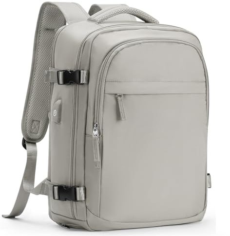 livbote Handgepäck Rucksack 40x30x20 Wizzair Vueling Reiserucksack Damen Herren Rucksack Wasserdicht mit Schuhfach Laptop Rucksack mit USB-Ladeanschluss Braun