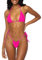 LUNNTE Ensemble bikini sexy pour femme - String - Maillot de bain deux pièces - Triangle avec anneau - Maillot de bain réglable - Bas - Laçage latéral, Rose fluo, M