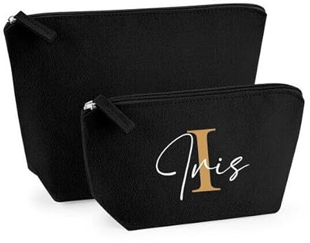 Kosmetiktasche Filz - Schminktasche personalisiert - Geschenkidee - Kulturbeutel - Kosmetikbeutel mit Namen - Filztasche (Schwarz, M)