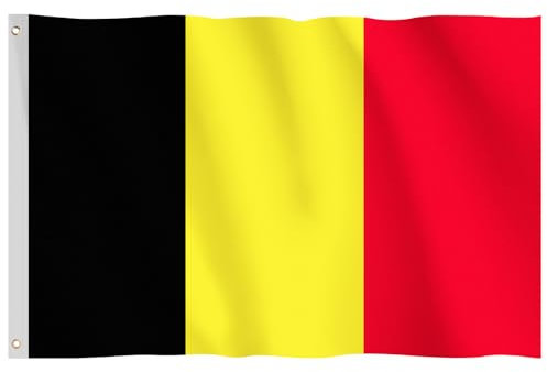 Hianjoo Belgien Flagge 90X150cm, Belgien Flagge, Belgien Fahne mit 2 Messingösen, Wetterfeste Belgien Fahne für Fahnenmast
