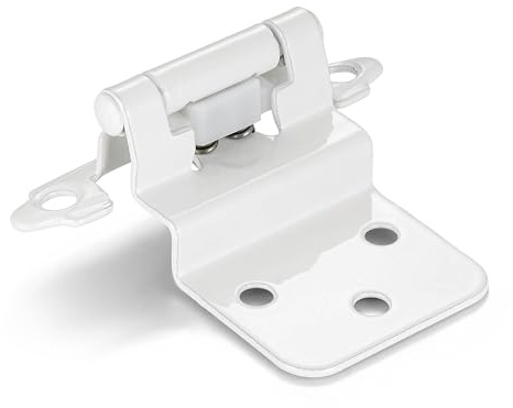 Vallecloud Selbstschließende Schrankscharniere für versetzte Küchenschranktüren, Frontrahmen, halbverdeckte Küchenschrankscharniere, 0,95 cm, Weiß, 4 Stück (2 Paar)