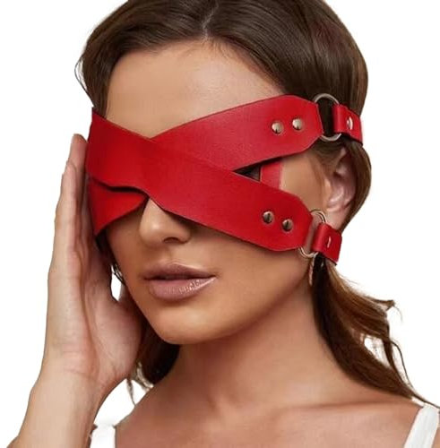 Gekreuzte Augenmaske SM Leder Augenbinde Augenmaske mit Nieten Sexy Augenbinde Ledermaske Erotische Halbmaske für Männer und Frauen Sexmaske Sexspielzeug Extreme Fetisch Bondage Sexspielzeug