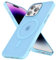 oakxco Magnetic Case for iPhone 14 Pro Max Phone Case Compatible with Magsafe, Slim Thin Clear Hard Shell Plastic & Silicone Rubber Bumper, Transparent Cute Mag Safe Cover for Women Girls, Light Blue