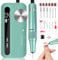 CyleeJoy Ponceuse pour Ongles Professionnel: 35000 RPM Lime a Ongle Electrique Rechargeable, 12 en 1 Ponceuse Ongle pour Acrylique/Gel, Machine Maucure Pédicure Portable - Pour Salon/Maison (Vert)