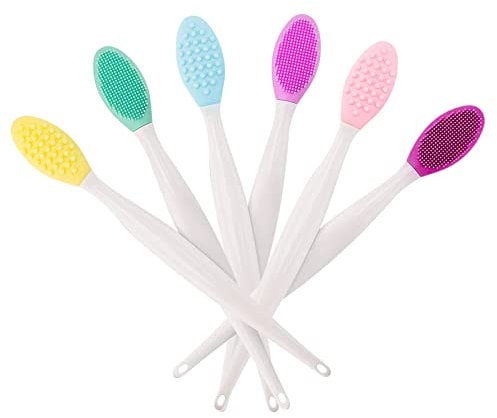 NYCEMAKEUP Silicone Exfoliating Lip Brush, Double-Sided, Soft, Lip Brush Beauty Tool, Oval Brush, Wand, For Lips and Nose