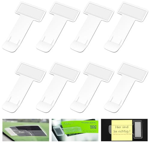 DINSONG Ticket Halterung Auto,8 Stück Transparent Auto Windschutzscheibe Ticket Halte,Parkscheinhalter Clip,Parkausweishalter,Windschutzscheibe Kartenhalter,Selbstklebend Tickets Clips für Parkschein