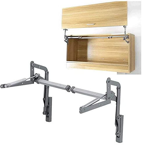 Arm Mechanism Hinges Vertical Swing Lift Up Stay Pneumatic for Cabinet Door, Durable Silent Folding Hardware & Accessories, Silver