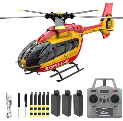 Hylukon Ferngesteuerter Hubschrauber, 2,4 GHz RC Helikopter Helikopter mit doppeltem bürstenlosen Motor, 4 Kanäle, optische Flusspositionierung, sechsachsige Gyroskopstabilisierung