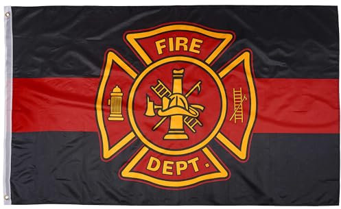 Kinoy Flagge Feuerwehr, Polyester, 7,6 x 12,7 cm, Rot und Schwarz