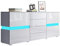 LED Sideboard Mit 4 Schubladen und 2 Türen, Hochglanz Speicher für Wohnzimmer, Display Schrank, TV Einheit, Home Möbel Weiß 177 * 35 * 72CM