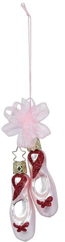 Christbaumschmuck Ballettschuhe 7cm - Glas Figur zum Aufhängen - mundgeblasen & handbemalt - Weihnachtsbaum Anhänger für Weihnachten - Christbaumanhänger & Weihnachtsbaumschmuck - Ballerina Rosa