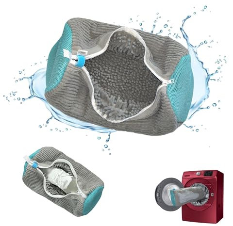 VOXERA Schuhwaschbeutel Waschmaschine, Wäschesack, Schuhwaschbeutel, Wäschesack Waschmaschine, Schuhe Waschbeutel Sneaker, Netzschuhe Wäschesack, Wiederverwendbarer Waschbeutel (1 Stück, Grau)