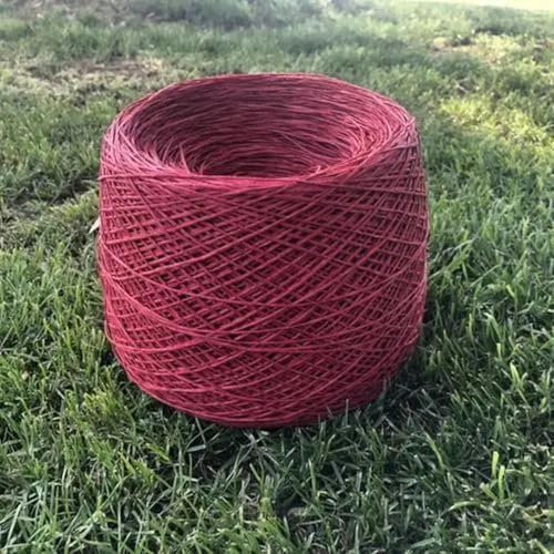 Hilo de rafia fino de 250 g, papel de hierba de algodón para tejer y hacer crochet, hecho a mano, para hacer sombreros de paja, bolsos, zapatillas, tejido de hilo orbicular, color rojo oscuro