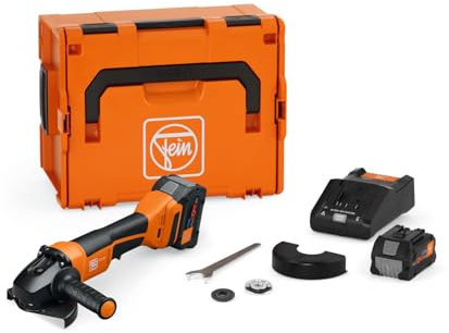 FEIN Akku-Winkelschleifer Ø125 mm, CCG18-125-12 PD AS Set Procore, 18V, Staubresistent, leistungsstark, für Trennen, Schleifen und Entgraten, bürstenlos Motor. 2 Akkus ProCore 18V 8Ah und Ladegerät