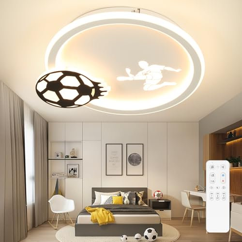 EASY EAGLE LED Deckenleuchte Dimmbar, 46CM Deckenleuchte Fußball mit Fernbedienung und APP, Deckenlampe LED Kinderzimmerlampe für Wohnzimmer, Kinderzimmer, Schlafzimmer, 40W 4800LM