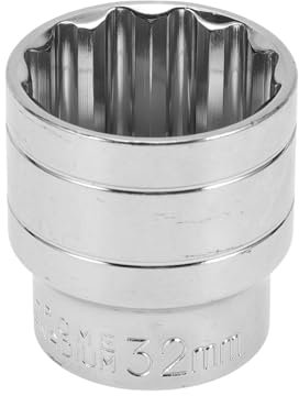 Motoforti Universal Impact Socket Hardware Tool 42mm Durable Chrome Vanadium Steel Silver Tone 1 Pcs 12 Point 32mm for Car Motorcycle Dirtbike 1/2 Inch Drive