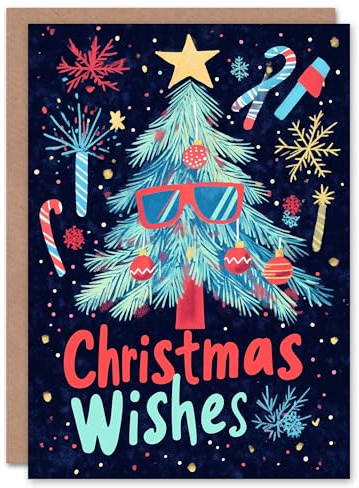 Artery8 Retro Wishes Tree Sunglasses Candy Cane For Child Kids Xmas Festive Christmas Card