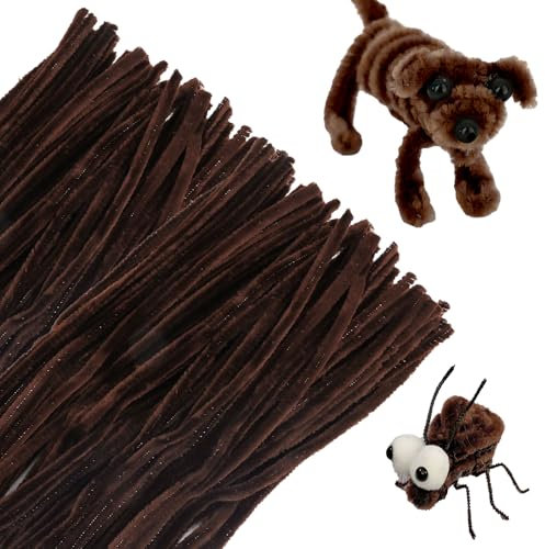 100 Stück Pfeifenreiniger zum Basteln, Pfeifenputzer Braun Chenilledraht, 30CM Biegeplüsch Pfeifenreiniger Set, Pipe Cleaner für Kinder zum Basteln und Kreative DIY-Dekoration