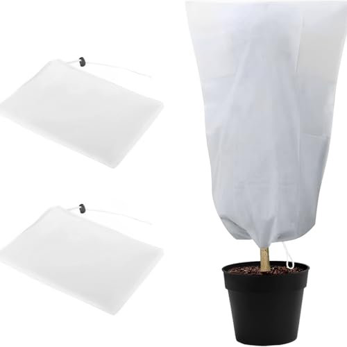 SGERUFZ 2 Pcs Housse de Protection pour Plantes Hivernage Plante Extérieur Voile Hivernage Résistant 100x80cm Cordon Réutilisable