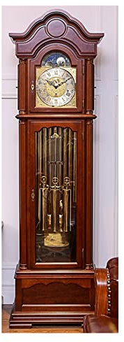 huanglyc-232 Horloge Grand-père Horloge en Bois, Finition Cerisier Brun, Cadran Blanc, Cristal Acrylique, Chiffres Romains, décoration Vintage Décoration d'intérieur pour Le Salon