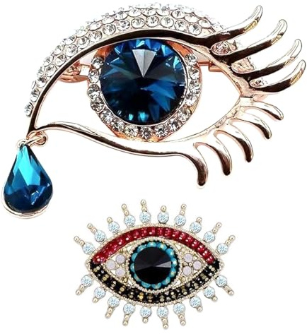 Laroal Lot de 2 Broches Mauvais œil pour Femme, Broche créative en Forme de Larme, Broche à Gros œil, Broche créative