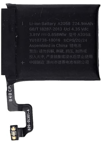 Duotipa Batteria di ricambio A2058, 225 mAh, compatibile con Apple Watch Series 4, 40 mm, A1975, A1977, A2007, con kit di attrezzi di riparazione