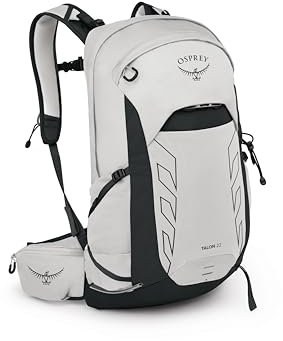Osprey Talon 22L Herren Leichter Tagesrucksack Wanderrucksack Rucksack mit Hüftgurt, Weiß/Schwarz