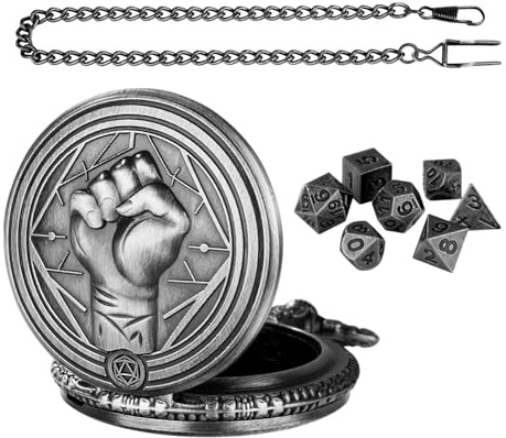 Würfeltaschenhalter, Taschenuhr-Würfeletui Taschenuhr mit Zahnradgravur