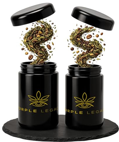 PURPLE LEGACY Lata a prueba de olores de cristal violeta UV, recipiente hermético para almacenamiento de hierbas, tarro de 500 ml, caja de cristal hermética (2 x 500 ml)