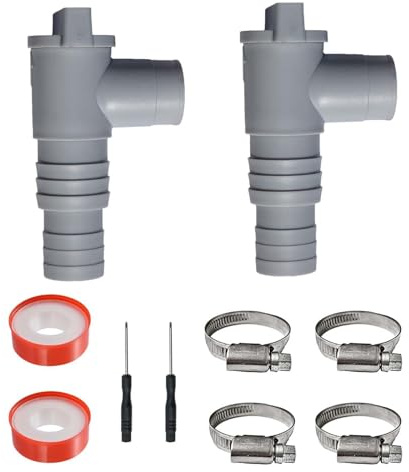 2 pezzi Adattatore per Tubo per Piscina, Adattatore per tubo flessibile della piscina, Rubinetto per Piscine con Attacco per Tubo da 32 mm, Valvola di Intercettazione con 4 fascette stringitubo