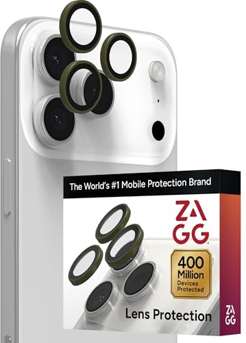 ZAGG iPhone Camera Lens Protector for iPhone 17/16/15 Pro and Pro Max Models - Green Sea Kelp, Camera Ring, Maximum Impact & Scratch Protection, Anti-Reflective Technology, Glass Elite